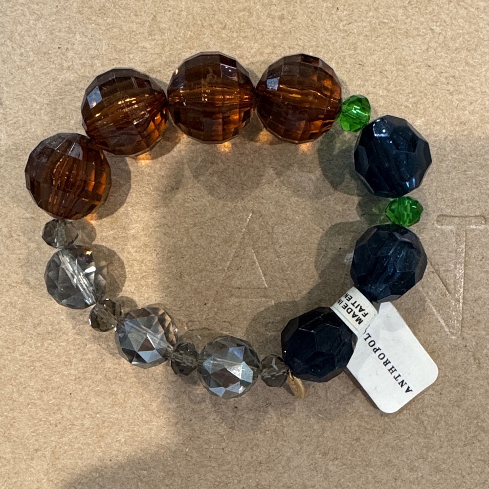 Anthropologie Brown and Green Beaded Bracelet